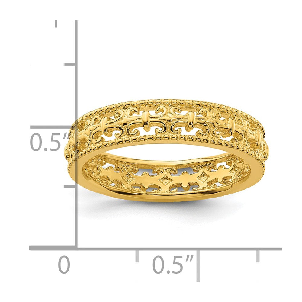 Sterling Silver Stackable Expressions Gold Plated Carved Band