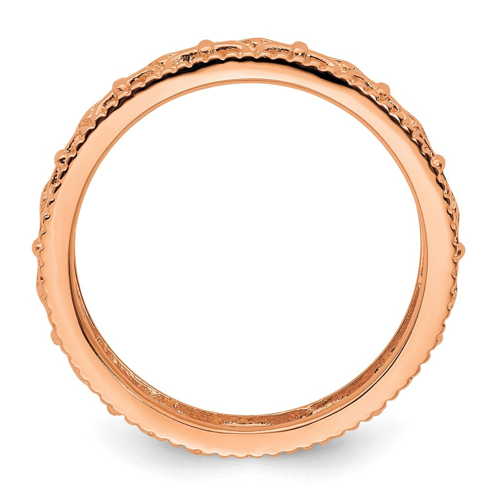 Sterling Silver Stackable Expressions Pink Plated Carved Band