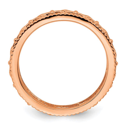 Sterling Silver Stackable Expressions Pink Plated Carved Band