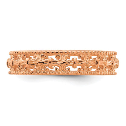 Sterling Silver Stackable Expressions Pink Plated Carved Band