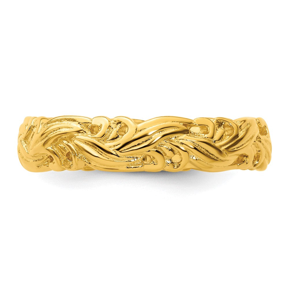 Sterling Silver Stackable Expressions Gold Plated Carved Band