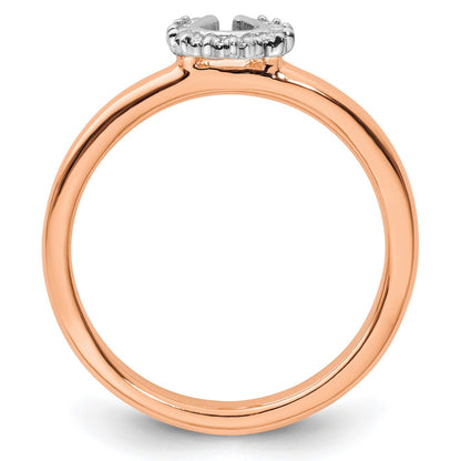 Sterling Silver Stackable Expressions Pink Plated Dia. Horseshoe Ring