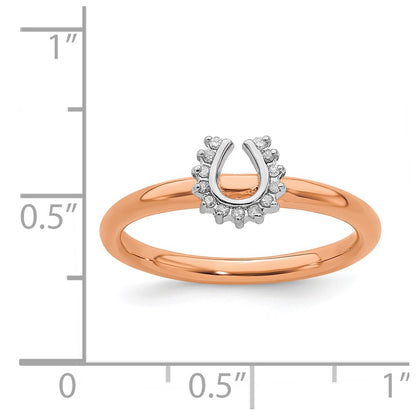 Sterling Silver Stackable Expressions Pink Plated Dia. Horseshoe Ring