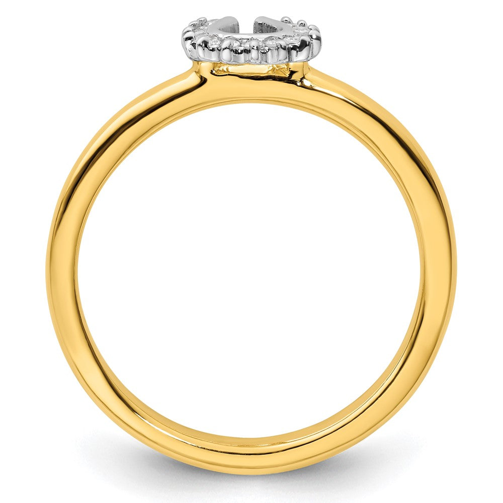 Sterling Silver Stackable Expressions Yellow Plated Dia. Horseshoe Ring