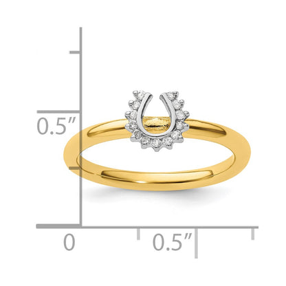 Sterling Silver Stackable Expressions Yellow Plated Dia. Horseshoe Ring