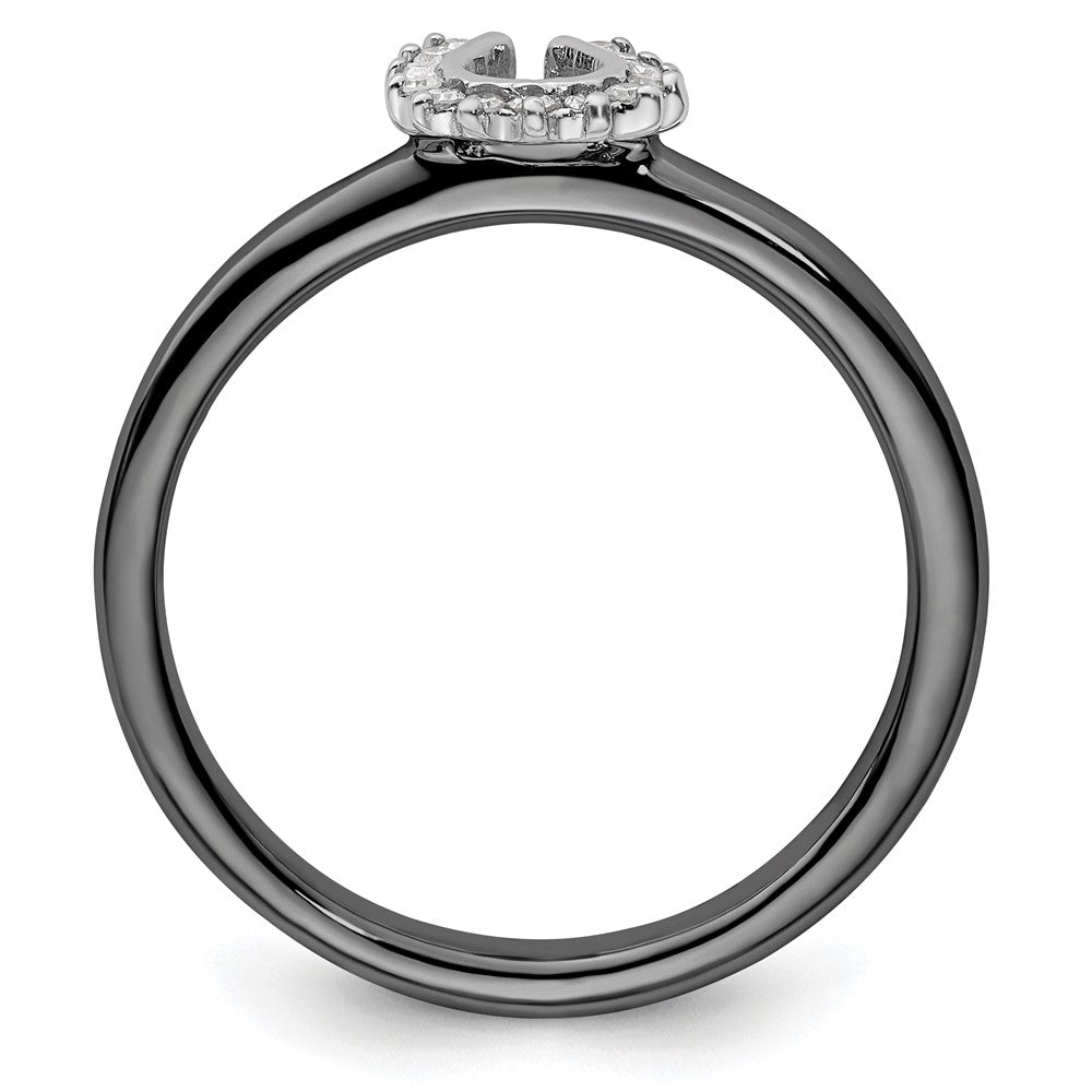 Sterling Silver Stackable Expressions Black Plated Dia. Horseshoe Ring