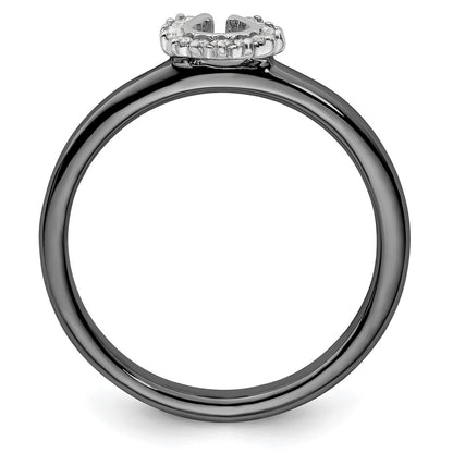 Sterling Silver Stackable Expressions Black Plated Dia. Horseshoe Ring