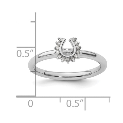 Sterling Silver Stackable Expressions Rhodium Dia. Horseshoe Ring