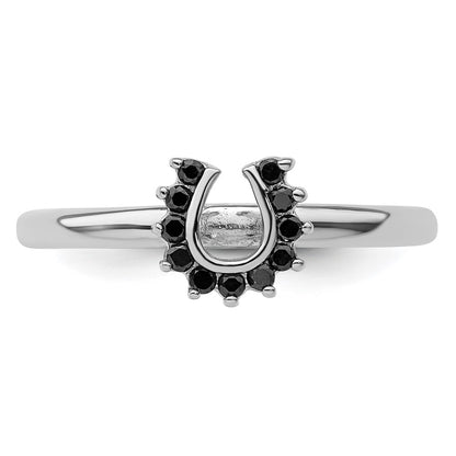 Sterling Silver Stackable Expressions Rhodium Black Dia. Horseshoe Ring