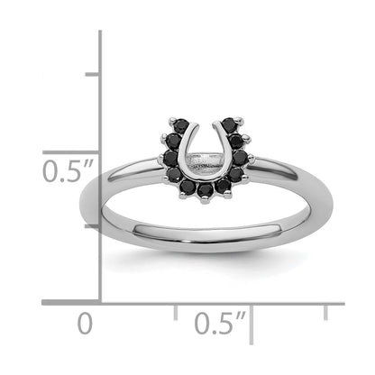 Sterling Silver Stackable Expressions Rhodium Black Dia. Horseshoe Ring