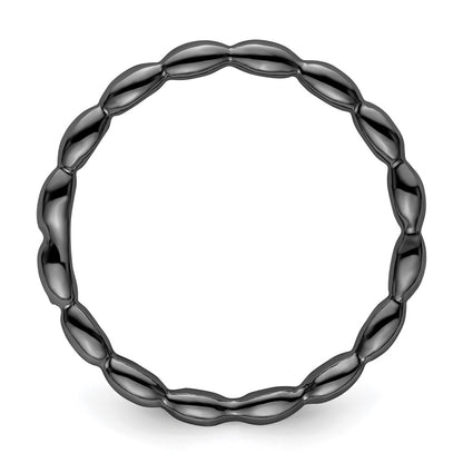 Sterling Silver Stackable Expressions Black Plated Rice Ring