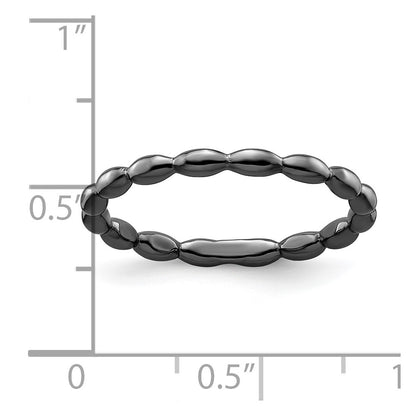 Sterling Silver Stackable Expressions Black Plated Rice Ring