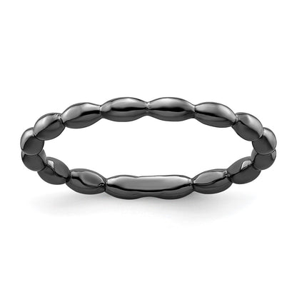 Sterling Silver Stackable Expressions Black Plated Rice Ring