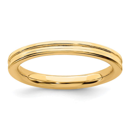 Sterling Silver Stackable Expressions Gold Plated Grooved Ring