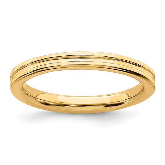 Sterling Silver Stackable Expressions Gold Plated Grooved Ring