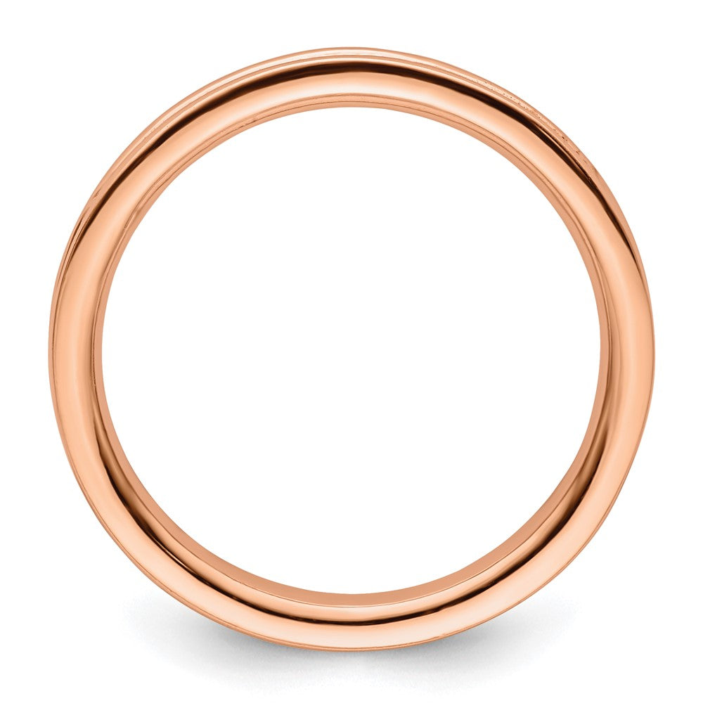 Sterling Silver Stackable Expressions Pink Plated Grooved Ring