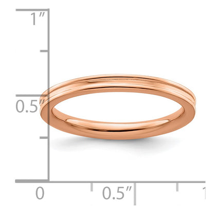Sterling Silver Stackable Expressions Pink Plated Grooved Ring