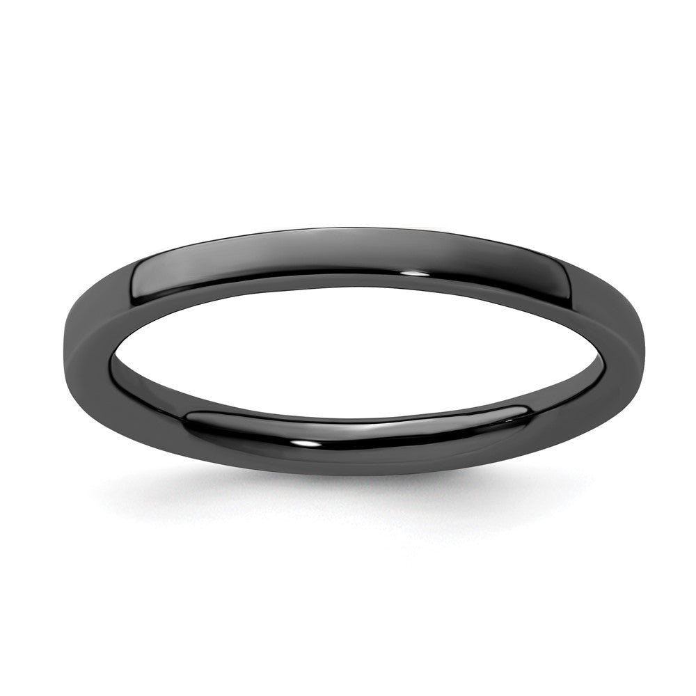 Sterling Silver Stackable Expressions Black Plated Polished Ring