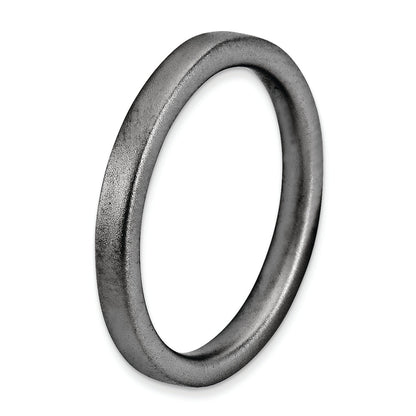 Sterling Silver Stackable Expressions Black Plated Satin Ring (Size 5 Only)