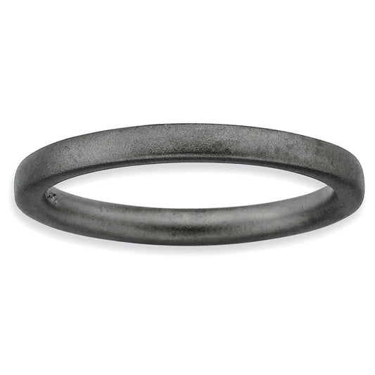 Sterling Silver Stackable Expressions Black Plated Satin Ring (Size 5 Only)