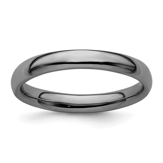 Sterling Silver Stackable Expressions Black Plated Polished Ring