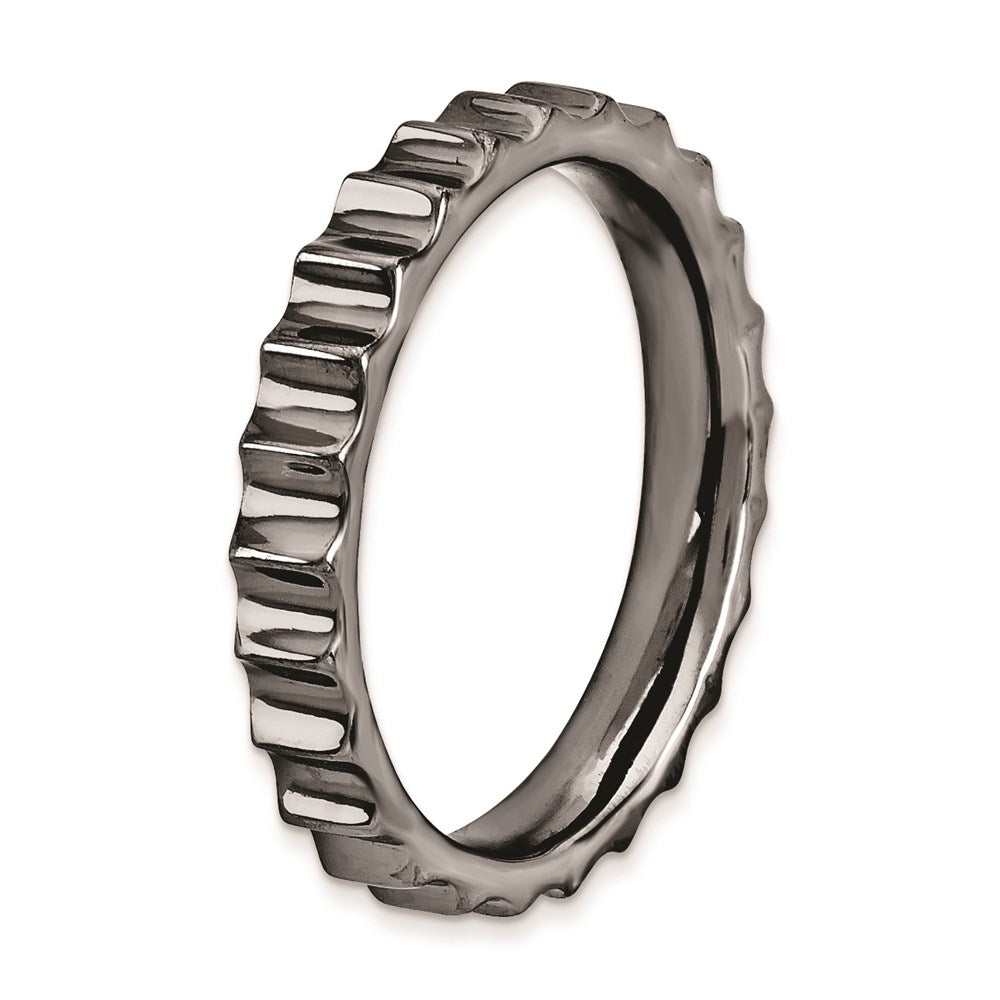 Sterling Silver Stackable Expressions Black Plated Ring