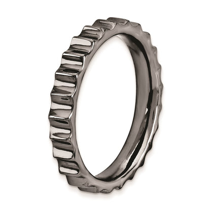 Sterling Silver Stackable Expressions Black Plated Ring