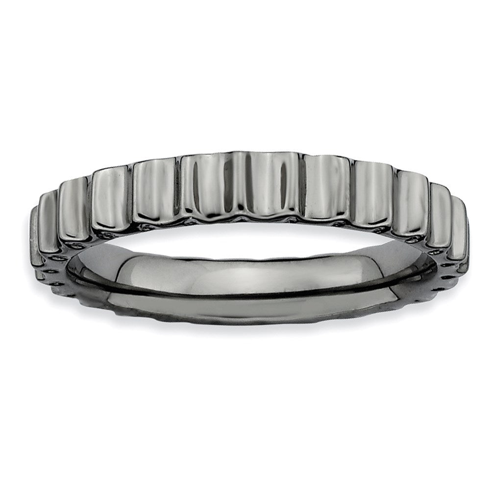 Sterling Silver Stackable Expressions Black Plated Ring
