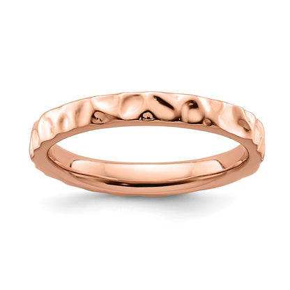 Sterling Silver Stackable Expressions Pink Plated Ring