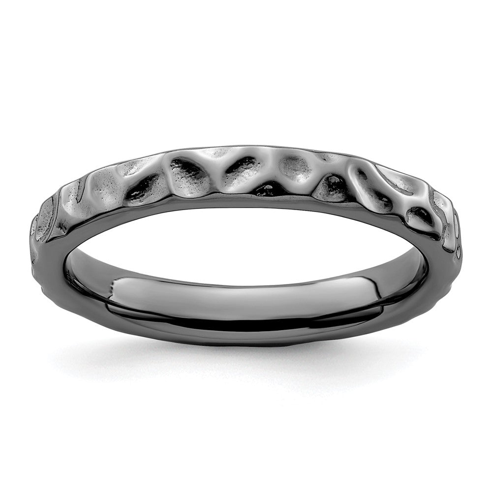 Sterling Silver Stackable Expressions Black Plated Ring