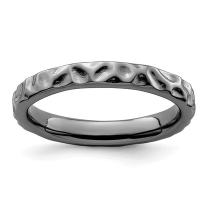 Sterling Silver Stackable Expressions Black Plated Ring