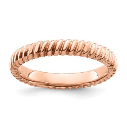 Sterling Silver Stackable Expressions Pink Plated Ring