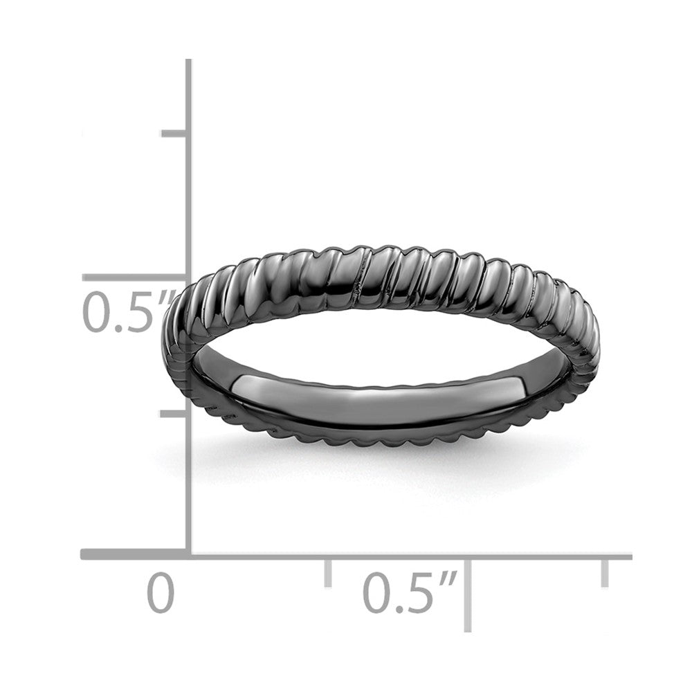 Sterling Silver Stackable Expressions Black Plated Ring