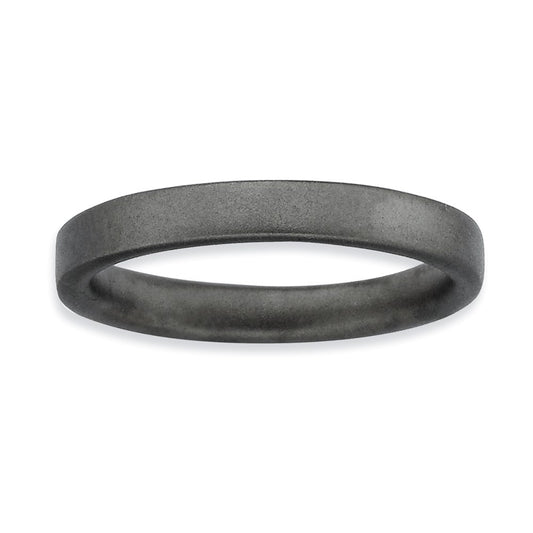 Sterling Silver Stackable Expressions Black Plated Satin Ring (Size 10 Only)