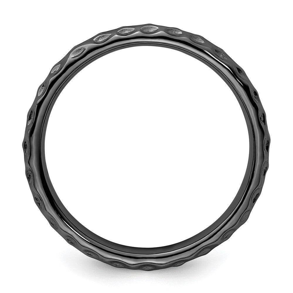 Sterling Silver Stackable Expressions Black Plated Ring