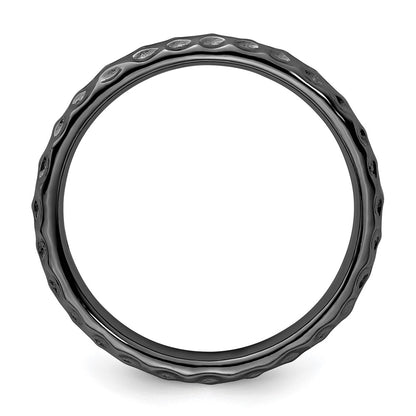 Sterling Silver Stackable Expressions Black Plated Ring