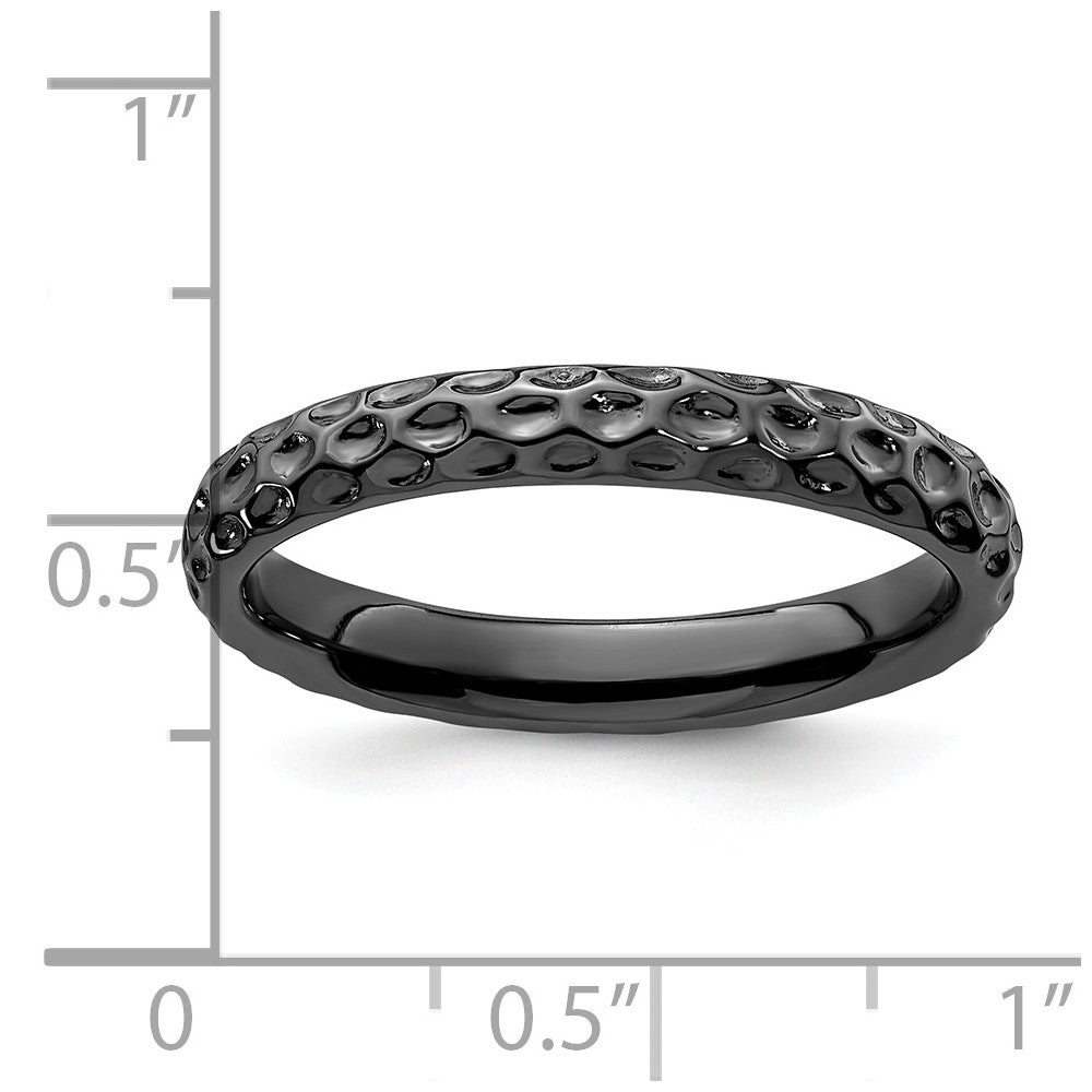 Sterling Silver Stackable Expressions Black Plated Ring