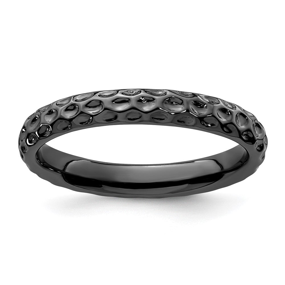 Sterling Silver Stackable Expressions Black Plated Ring