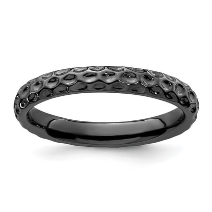 Sterling Silver Stackable Expressions Black Plated Ring