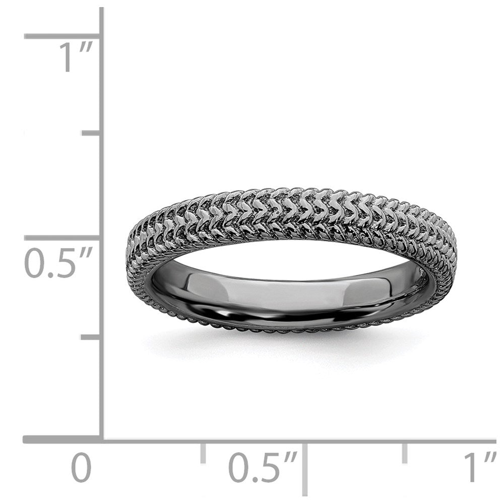 Sterling Silver Stackable Expressions Black Plated Ring