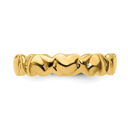 Sterling Silver Stackable Expressions Gold Plated Hearts Ring