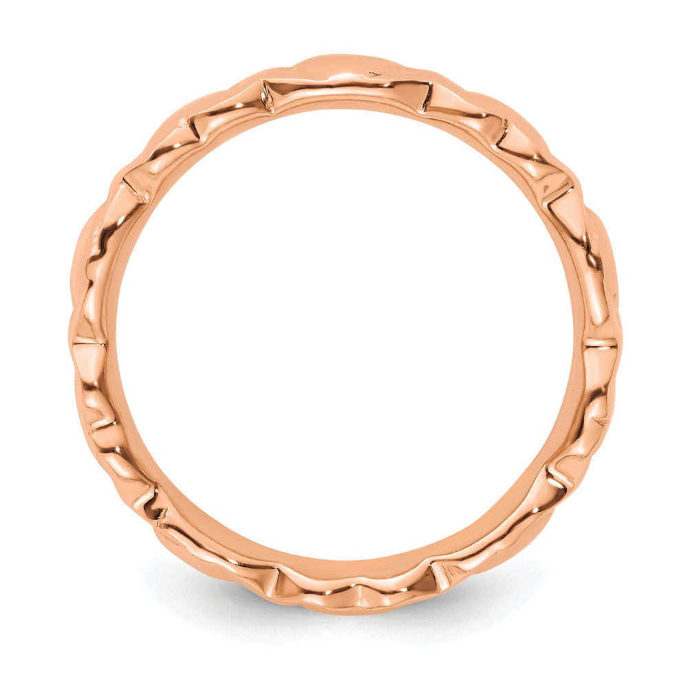 Sterling Silver Stackable Expressions Pink Plated Hearts Ring