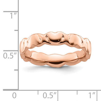 Sterling Silver Stackable Expressions Pink Plated Hearts Ring