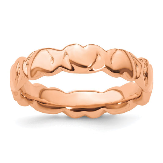 Sterling Silver Stackable Expressions Pink Plated Hearts Ring