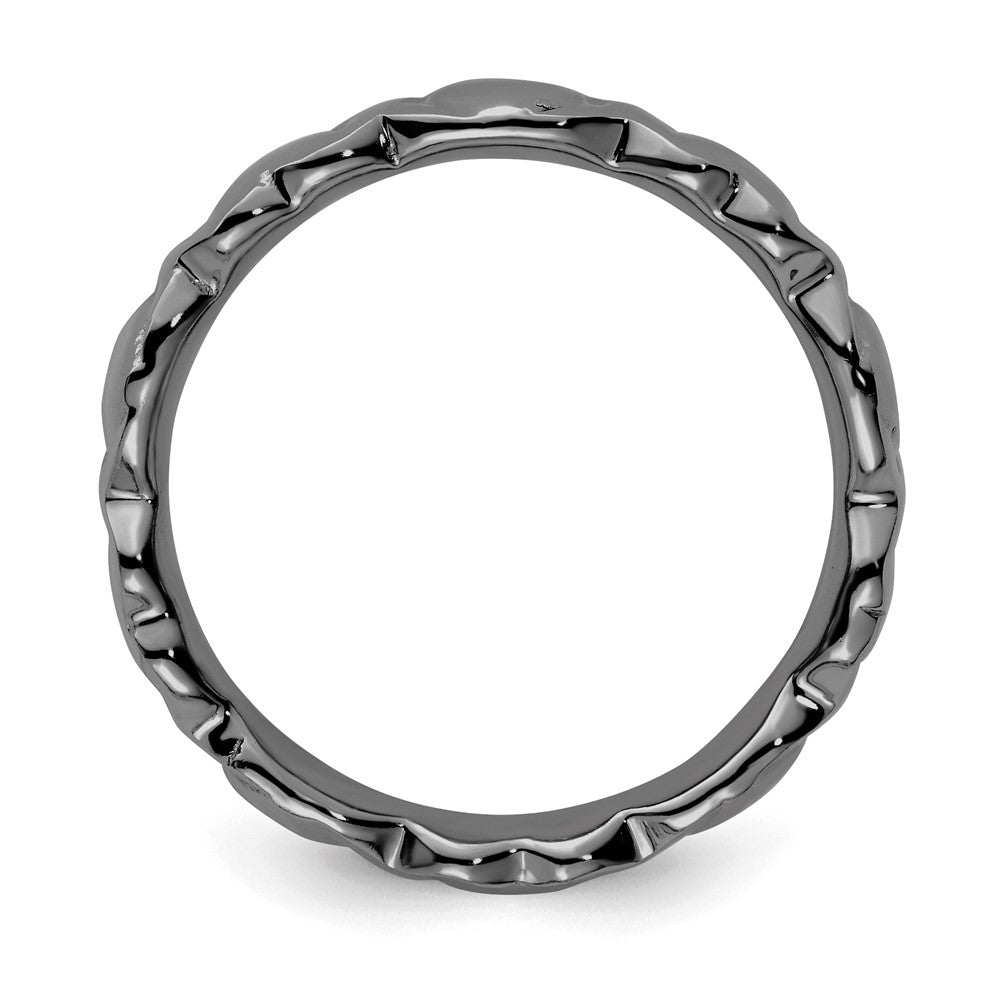 Sterling Silver Stackable Expressions Black Plated Hearts Ring