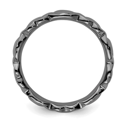 Sterling Silver Stackable Expressions Black Plated Hearts Ring