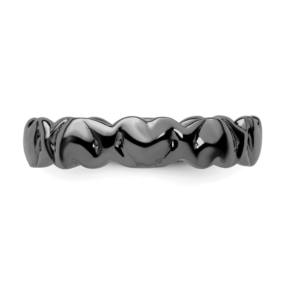 Sterling Silver Stackable Expressions Black Plated Hearts Ring