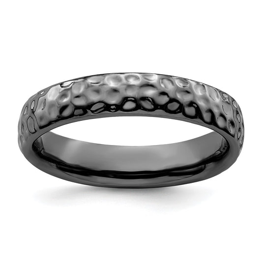 Sterling Silver Stackable Expressions Black Plated Ring