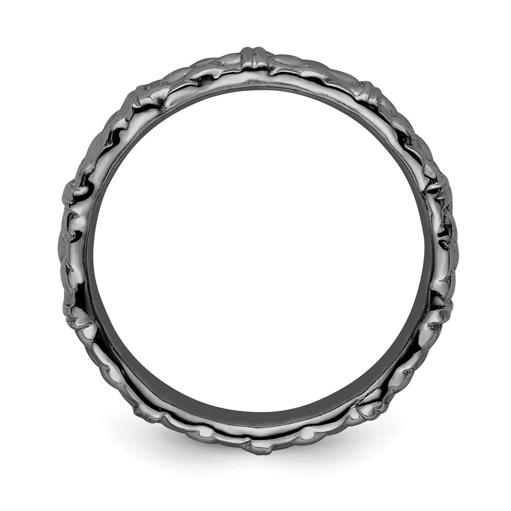 Sterling Silver Stackable Expressions Black Plated Ring