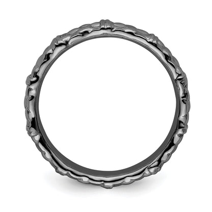 Sterling Silver Stackable Expressions Black Plated Ring